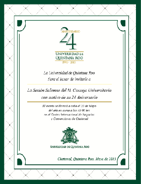 La Universidad de Quintana Roo cumplirá XXIV años de existencia - Cabe hacer mención, que la UQROO fue creada el 31 de mayo de 1991 por decreto del Gobernador del Estado de Quintana Roo Miguel Borge Martín y firmó como testigo de honor el Presidente de México Carlos Salinas de Gortari.