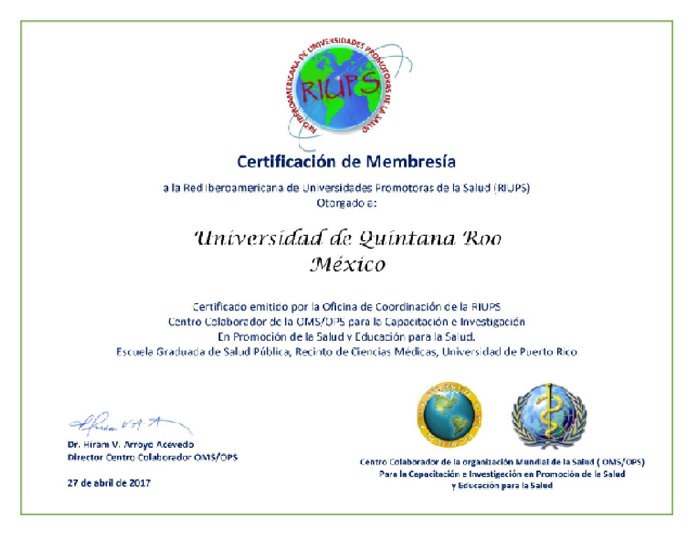 Se incorpora UQRoo a Red Iberoamericana de Universidades Promotoras de la Salud