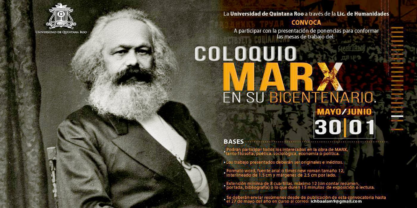 Organiza la DCPH de la UQRoo el  Coloquio Marx en su Bicentenario